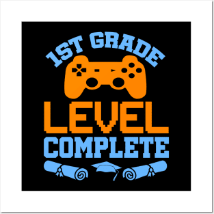 1st Grade Level Complete Video Gamer T-Shirt Graduation Gift Posters and Art